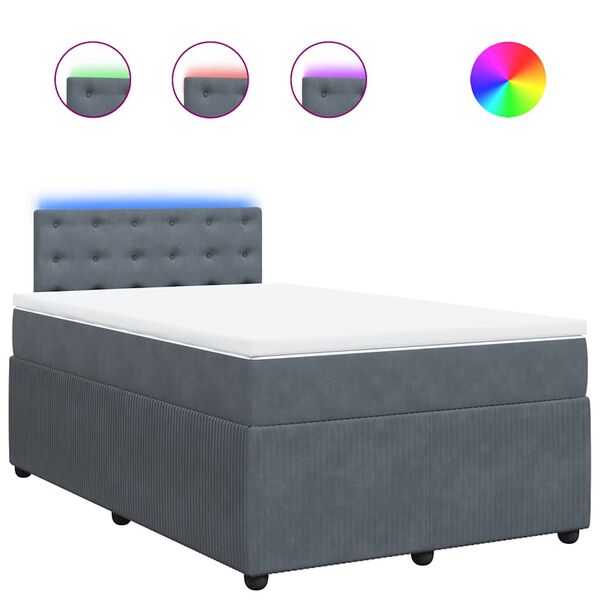 vidaXL Sommier &agrave; lattes de lit et matelas gris fonc&eacute; 120x190cm velours
