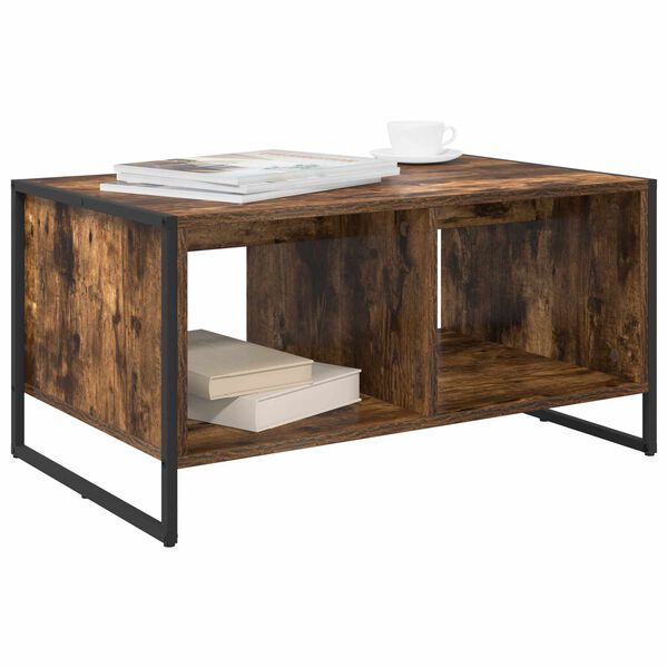 vidaXL Table basse Ch&ecirc;ne Fum&eacute; 80 x 50 x 40 cm Bois d'ing&eacute;nierie