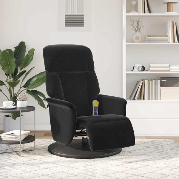 vidaXL Fauteuil inclinable de massage avec repose-pied noir velours