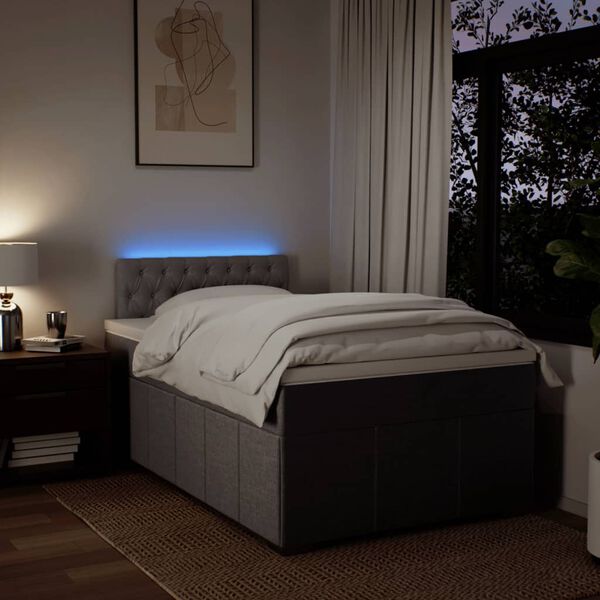 vidaXL Sommier &agrave; lattes de lit avec matelas taupe 120x190 cm tissu