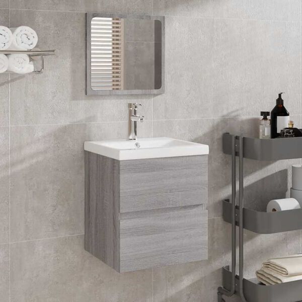 vidaXL Armoire de bain et miroir Sonoma gris Bois d'ingénierie
