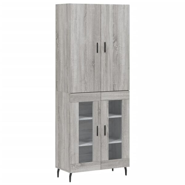vidaXL Buffet haut Sonoma gris 69,5x34x180 cm Bois d'ing&eacute;nierie