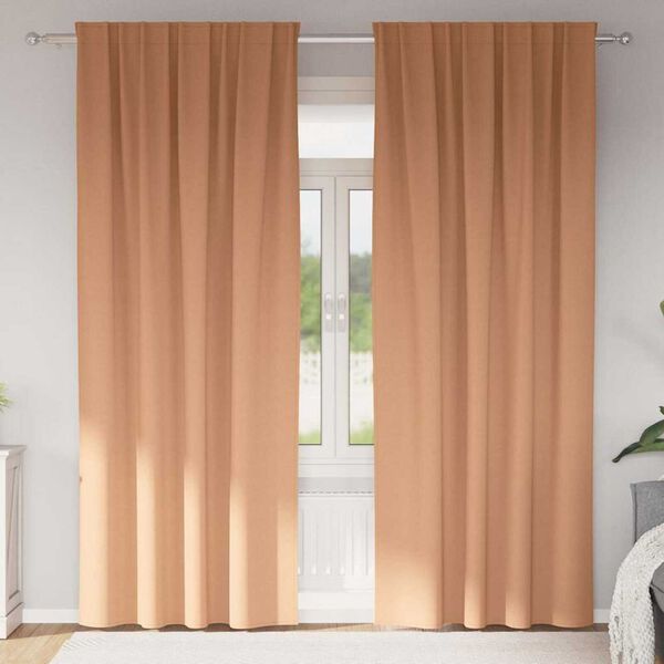vidaXL Rideaux occultants avec anneaux 2 pcs Marron Clair 225 x 140 cm