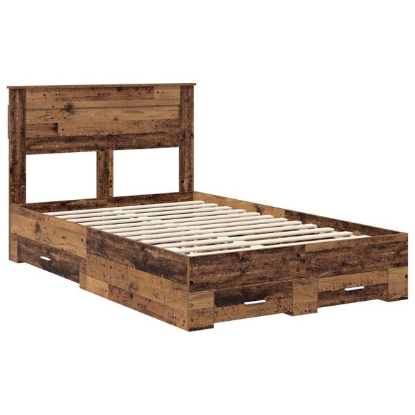 vidaXL Cadre de lit Bois ancien 120 x 190 cm Bois d'ing&eacute;nierie