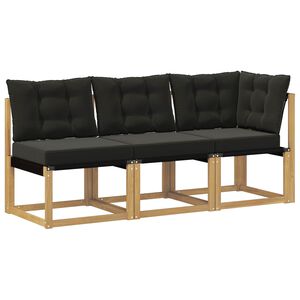 vidaXL Canap&eacute; d&rsquo;ext&eacute;rieur milieu et coin avec coussin 3 Pi&egrave;ce Blanc