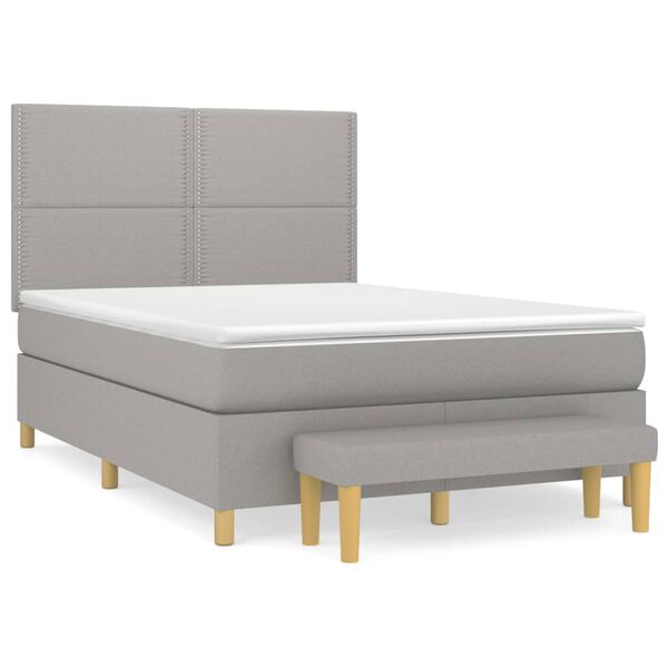vidaXL Sommier &agrave; lattes de lit avec matelas Gris clair 140x190cm Tissu