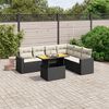vidaXL Salon de jardin 7 pcs avec coussins noir r&eacute;sine tress&eacute;e