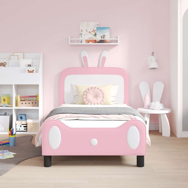 vidaXL Cadre de lit pour enfants avec tête de lit Rose 80 x 160 cm PU