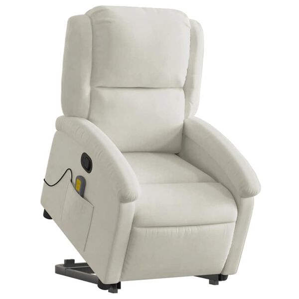 vidaXL Fauteuil de massage inclinable Cr&egrave;me Velours