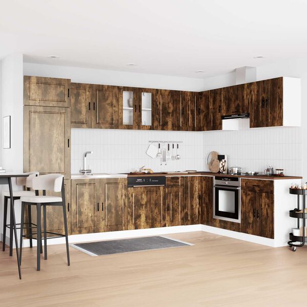 vidaXL Meuble sous &eacute;vier Porto 2 pcs Marron Bois d'ing&eacute;nierie