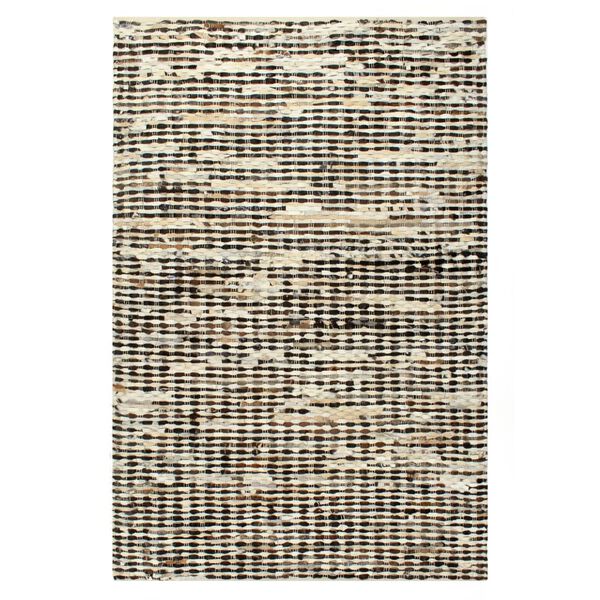 vidaXL Tapis &agrave; poils Cuir v&eacute;ritable 120x170 cm Noir/Blanc
