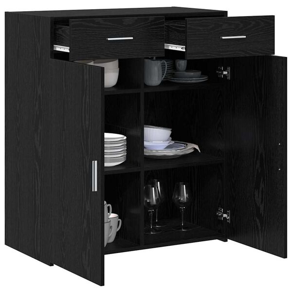vidaXL Armoire de rangement avec tiroir Ch&ecirc;ne noir 80 x 42.5 x 93.5 cm
