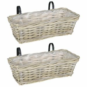 vidaXL Panier &agrave; jardini&egrave;re suspendu GENDT 2 pi&egrave;ces Gris naturel