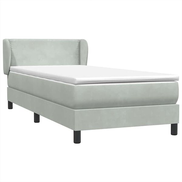 vidaXL Sommier &agrave; lattes de lit et matelas gris clair 90x210 cm velours