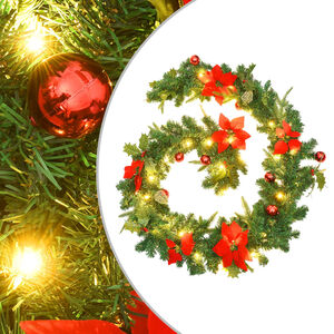 vidaXL Guirlande de No&euml;l avec lumi&egrave;res LED Vert 2,7 m PVC