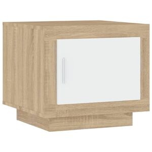 vidaXL Table basse blanc et ch&ecirc;ne sonoma 51x50x45 cm bois d'ing&eacute;nierie