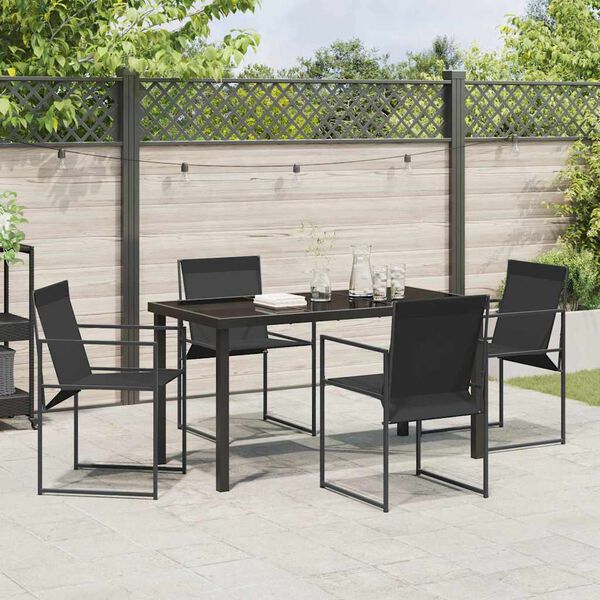 vidaXL Ensemble de salle &agrave; manger pour jardin 5 pcs Noir
