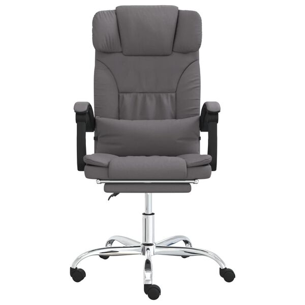 vidaXL Fauteuil de massage inclinable de bureau Gris Similicuir