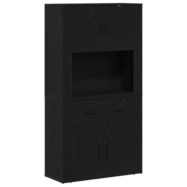 vidaXL Haut de Buffet Ch&ecirc;ne noir 80 x 33 x 150 cm Bois d'ing&eacute;nierie