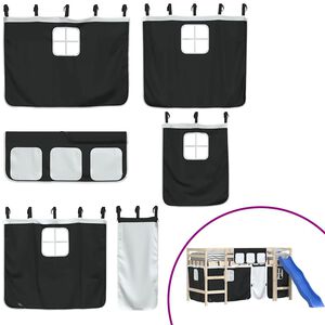 vidaXL Rideaux pour lit mezzanine blanc et noir polyester