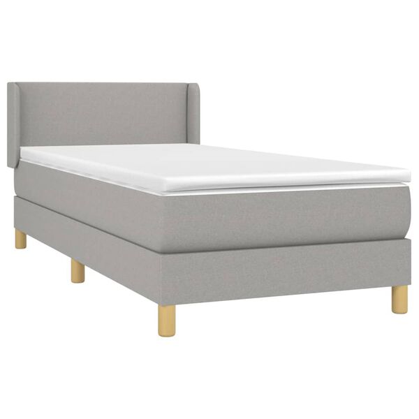 vidaXL Sommier &agrave; lattes de lit et matelas Gris clair 90x190 cm Tissu