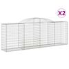 vidaXL Paniers à gabions arqués 2 pcs 300x50x100/120 cm fer galvanisé