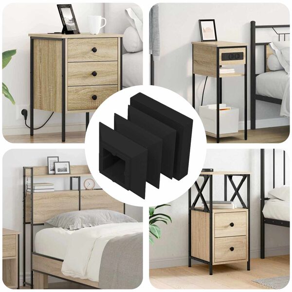 vidaXL Capuchons d'extr&eacute;mit&eacute; 12 pcs Noir 15 x 15 x 15 mm PP