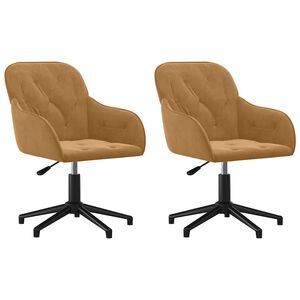 vidaXL Chaises pivotantes &agrave; manger lot de 2 Marron Velours