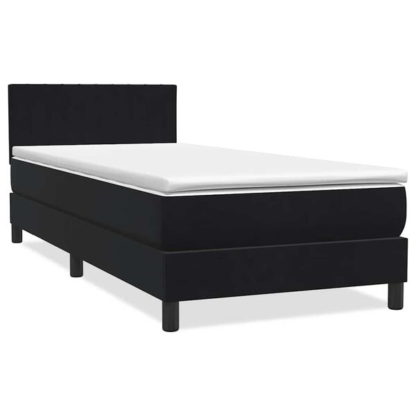 vidaXL Sommier &agrave; lattes de lit avec matelas et LED noir 80x210 cm velours