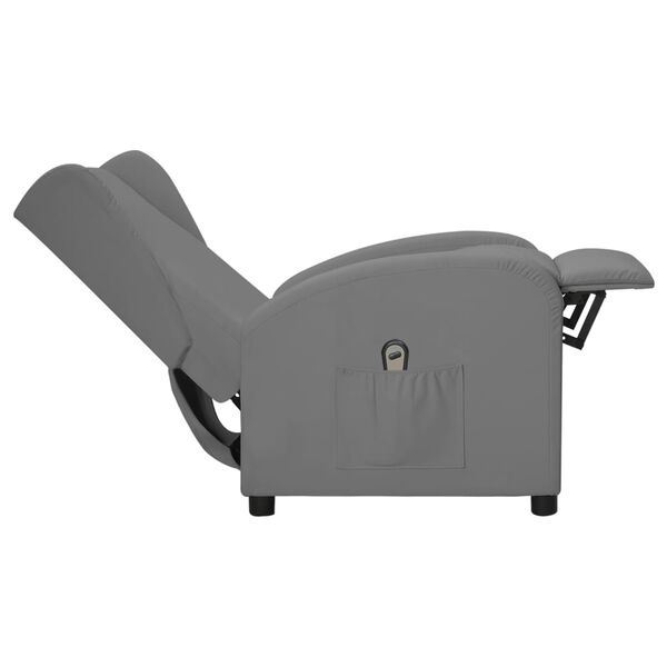 vidaXL Fauteuil inclinable &eacute;lectrique &agrave; oreilles Gris Similicuir
