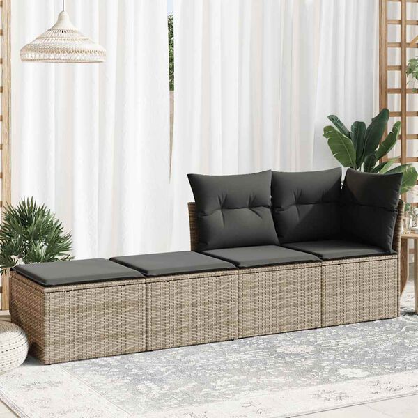 vidaXL Salon de jardin 2 pcs avec coussins gris résine tressée acacia