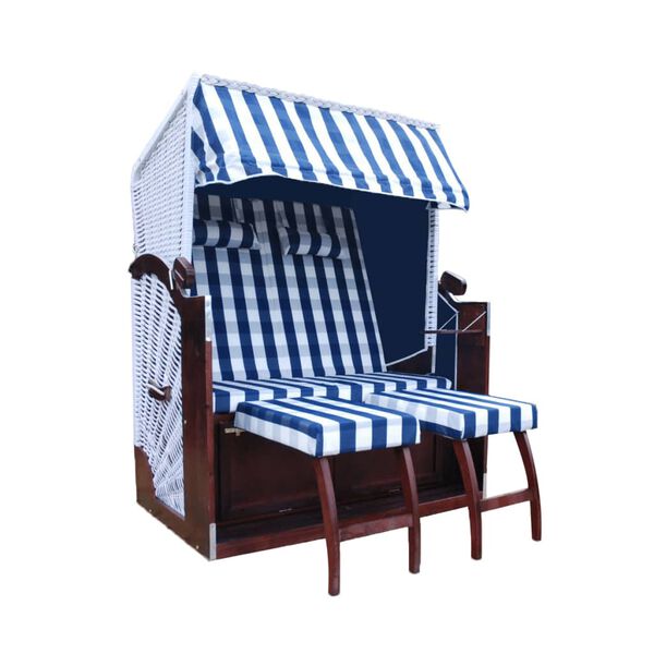 Corbeille de plage "Mer du Nord" bleu & blanc 2 pl