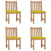 vidaXL Chaises de jardin lot de 4 avec coussins Bois de teck massif