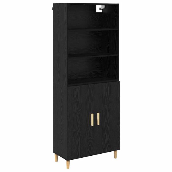 vidaXL Haut Armoire Ch&ecirc;ne noir 69,5 x 32,5 x 180 cm Bois d'ing&eacute;nierie