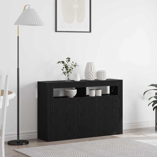 vidaXL Buffet Chêne noir 116 x 30 x 75 cm Bois d'ingénierie