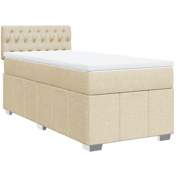 vidaXL Sommier &agrave; lattes de lit avec matelas Cr&egrave;me 80x200 cm Tissu