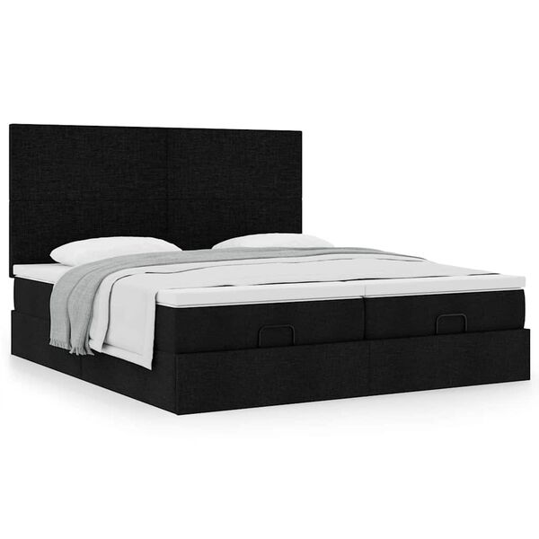 VidaXL Cadre de lit ottoman avec matelas noir 180x200cm tissu