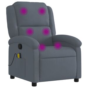 vidaXL Fauteuil de massage inclinable gris fonc&eacute; velours