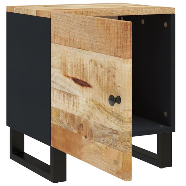 VidaXL Lot De 2 Tables De Chevet En Acacia Massif, 40x33x46 Cm, Avec Porte Et Pieds En Fer, Style Naturel Et Robuste