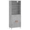 vidaXL Buffet haut Gris b&eacute;ton 69,5x34x180 cm Bois d'ing&eacute;nierie