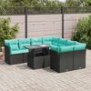 vidaXL Salon de jardin avec coussins 9 pcs noir r&eacute;sine tress&eacute;e acacia