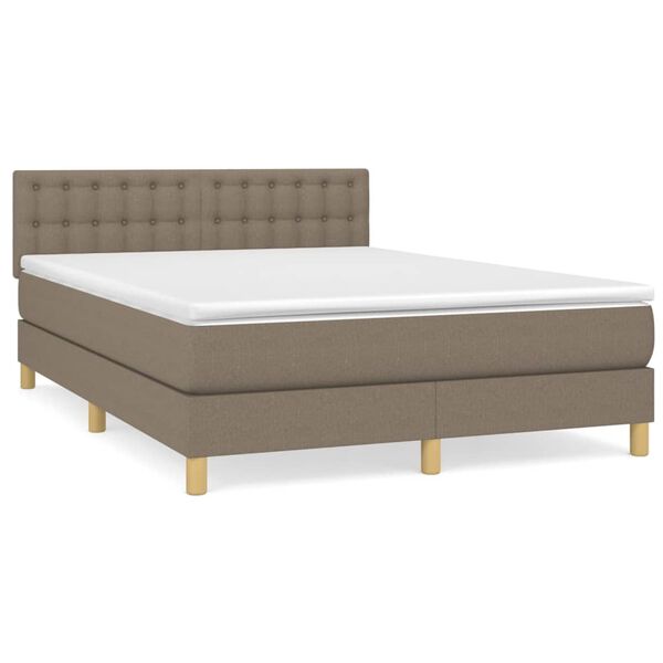 vidaXL Sommier &agrave; lattes de lit avec matelas Taupe 140x200 cm Tissu