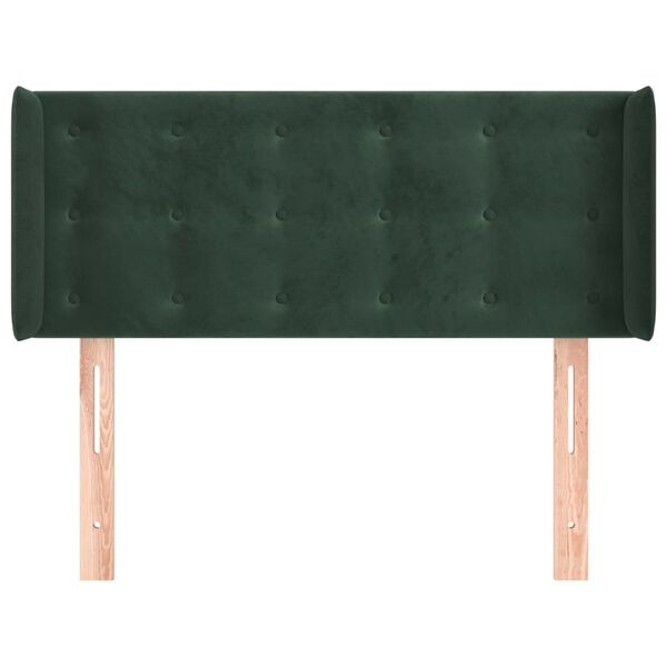 vidaXL T&ecirc;te de lit avec oreilles Vert fonc&eacute; 93x16x78/88 cm Velours