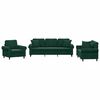 vidaXL Ensemble de canap&eacute;s 3 pcs avec coussins vert fonc&eacute; velours