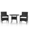 vidaXL Ensemble de bistro de jardin 3 pcs poly rotin et verre tremp&eacute;