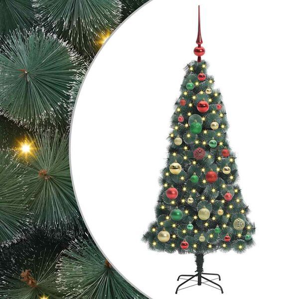 vidaXL Arbre de No&euml;l artificiel pr&eacute;-&eacute;clair&eacute; avec ensemble de boules