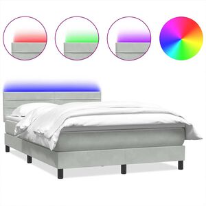 vidaXL Sommier &agrave; lattes de lit et matelas et LED gris clair 140x210cm velours