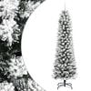 vidaXL Sapin de No&euml;l artificiel mince avec neige floqu&eacute;e 210 cm PVC/PE