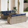 vidaXL Salon de jardin avec coussins 7 pcs gris r&eacute;sine tress&eacute;e acacia