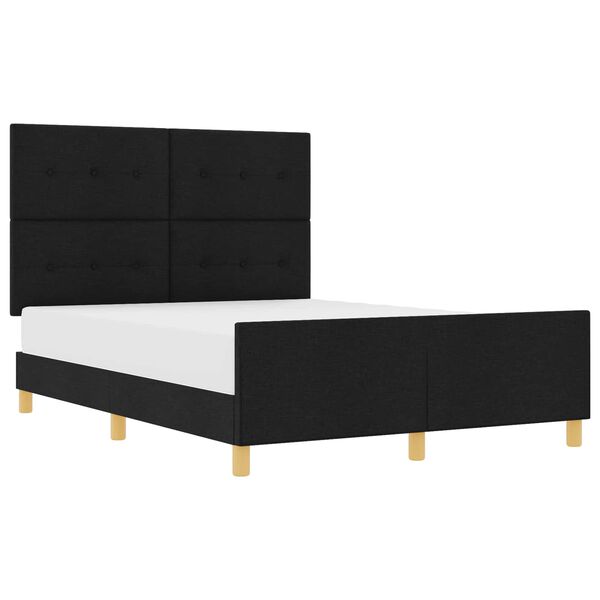 vidaXL Cadre de lit avec t&ecirc;te de lit Noir 140 x 190 cm tissu